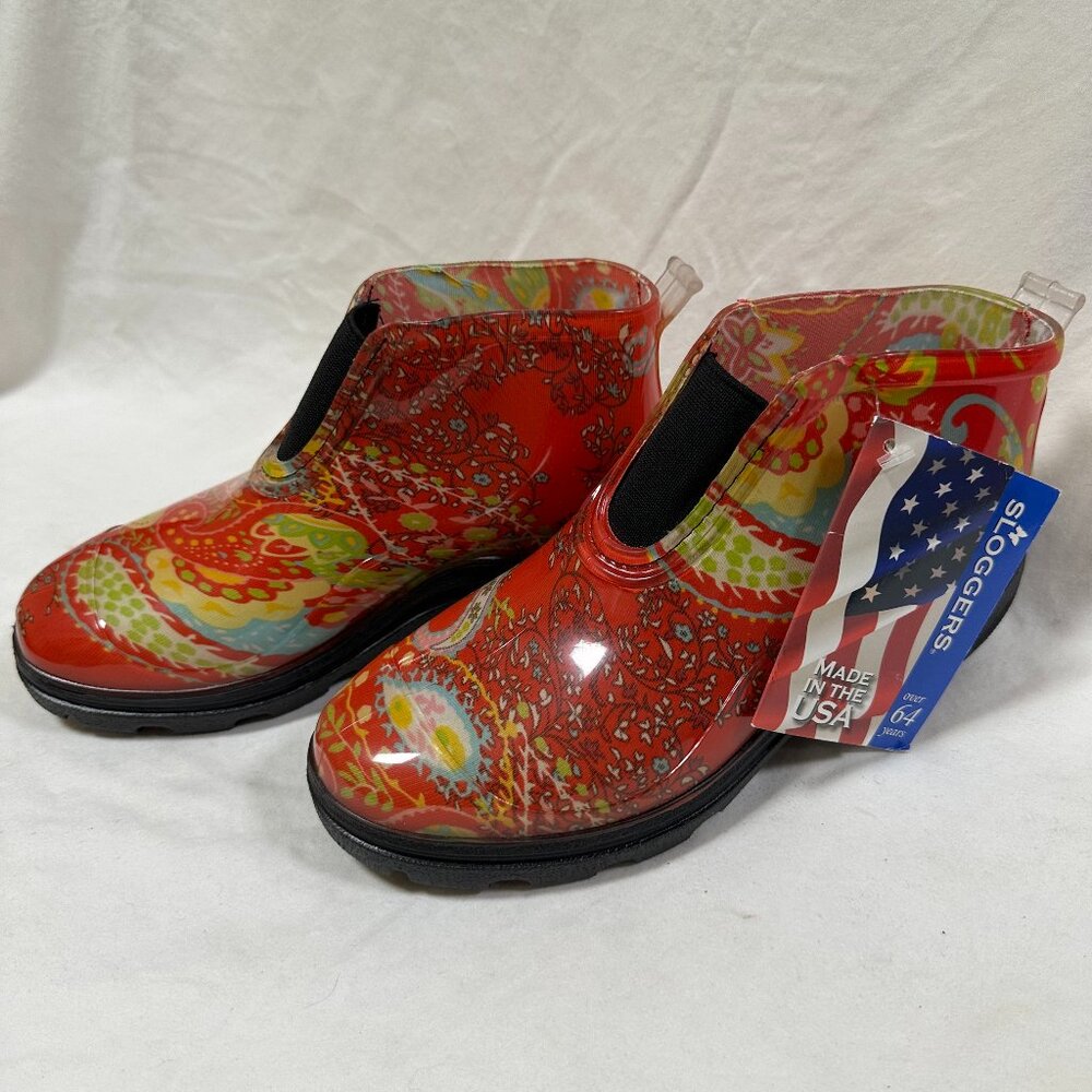 Sloggers Lovely Short Waterproof Rain Boots -  Red Paisley